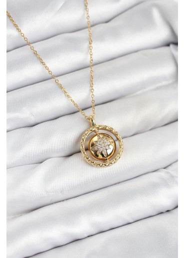 Erb 316L Çelik Zincir Gold Renk Kutup Yıldızı Model Kadın Kolye