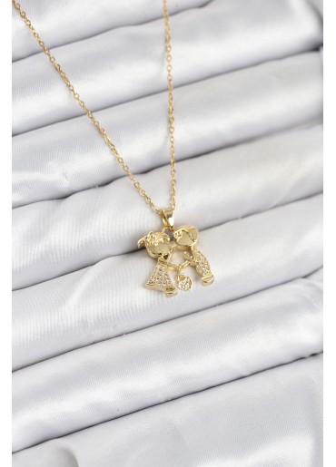 Erb 316L Çelik Zincir Gold Renk Erkek Kız Model Kadın Kolye