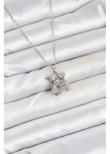 Erb 316L Çelik Zincir Gümüş Renk Erkek Kız Model Kadın Kolye