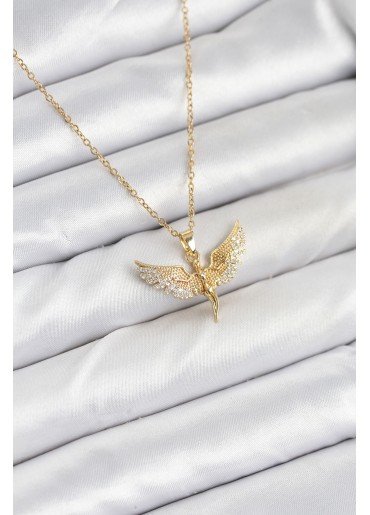 Erb 316L Çelik Zincir Gold Renk Melek Model Kadın Kolye