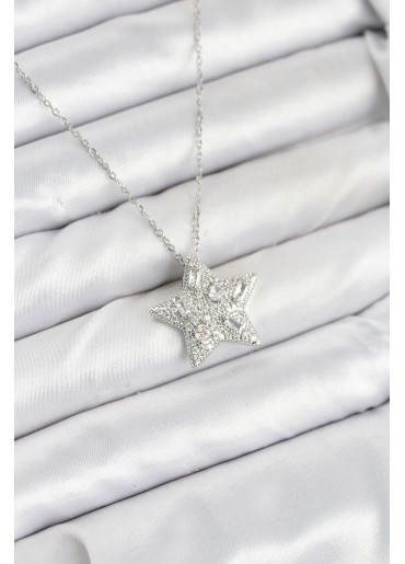Erb 316L Çelik Zincir Gümüş Renk Yıldız Model Kadın Kolye