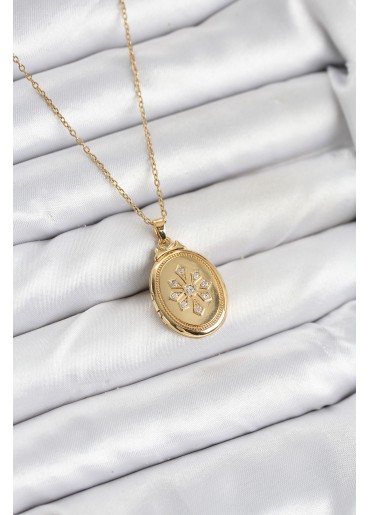 Erb 316L Çelik Zincir Gold Renk Kapaklı Açılabilir Model Kadın Kolye