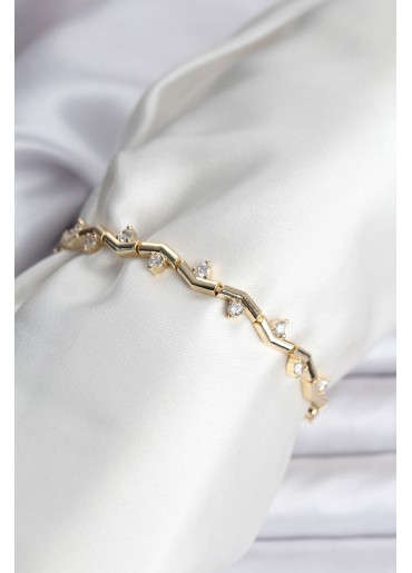 Erb Zikzak Model Pirinç Gold Renk Bileklik