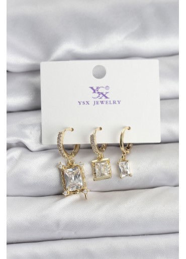 Erb Gold Renk Zirkon Taşlı Kadın Küpe