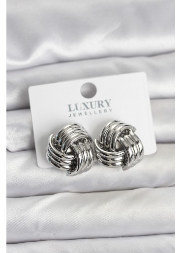 Erb Pirinç Sarmal Gümüş Renk Kadın Küpe