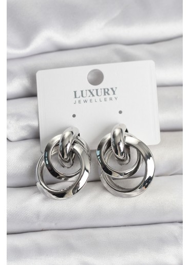 Erb Gümüş Renk Halka Model Pirinç Kadın Küpe