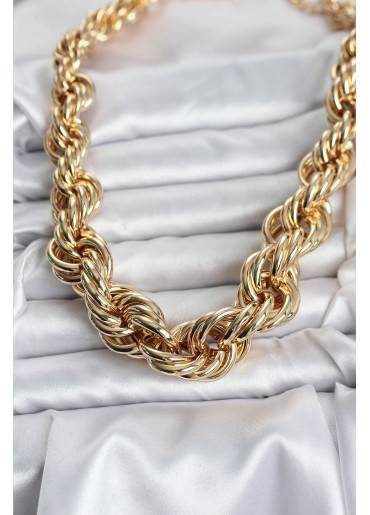 Erb Pirinç Gold Renk Sarmal Halat Model Kadın Kolye