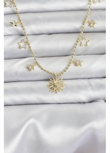 Erb Pirinç Gold Renk Güneş Model Kadın Kolye