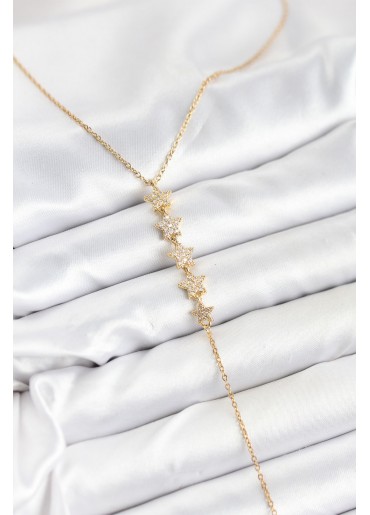 Erb 316L Çelik Zincir Gold Renk Yıldız Model Y Kolye