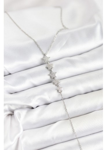 Erb 316L Çelik Zincir Gümüş Renk Yıldız Model Y Kolye