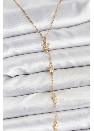 Erb 316L Çelik Zincir Gold Renkli Yıldız Model Kadın Y Kolye