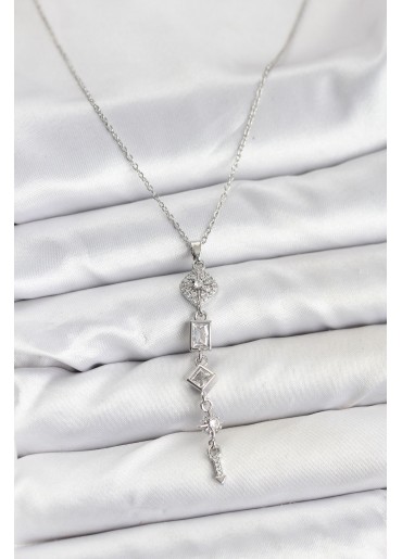 Erb 316L Çelik Zincir Gümüş Renk Kutup Yıldızı Enerji Model Kadın Y Kolye