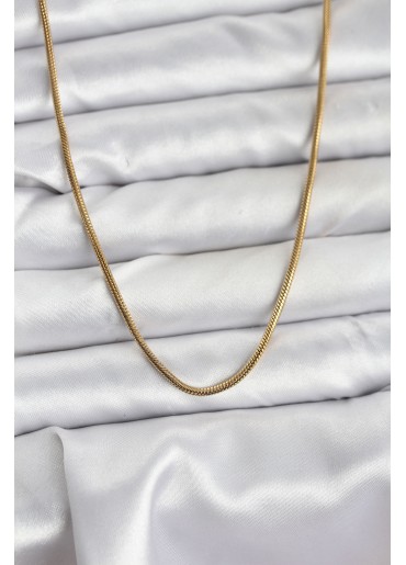 Erb 316L Çelik Zincir Gold Renk 60 Cm Yılan Zincir Kadın Kolye