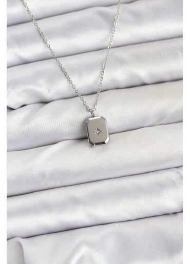 Erb 316L Çelik Zincir Gümüş Renk Minimal Kutup Yıldızı Model Kadın Kolye
