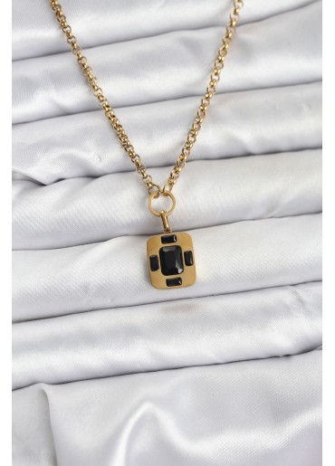 Erb 316L Çelik Zincir Gold Renk Vintage Model Kadın Kolye