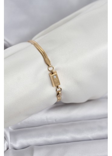 Erb 316L Çelik Gold Renk Külçe Altın Model Kadın Bileklik