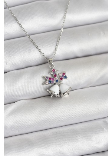 Erb 316L Çelik Zincir Gümüş Renk Chirtsmas Bell Model Yılbaşı Temalı Kadın Kolye