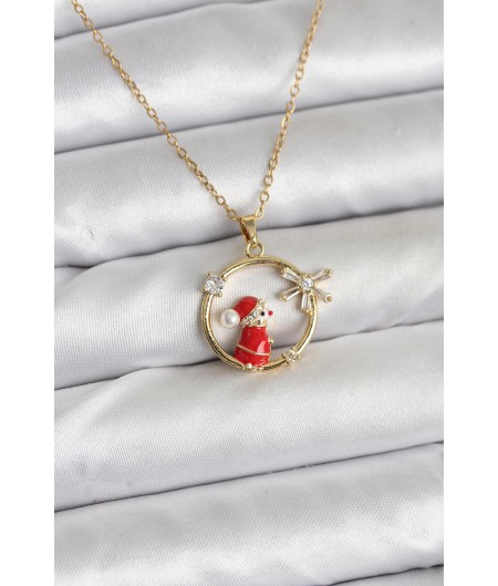 Erb 316L Çelik Zincir Gold Zirkon Taşlı Yılbaşı Tema Kadın Kolye Erb 316L Çelik Zincir Gold Zirkon Taşlı Yılbaşı Tema Kadın Kolye