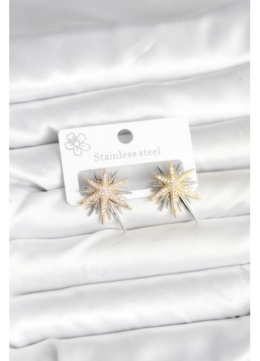 Erb Pirinç Gümüş Renk Kutup Yıldızı Kadın Küpe