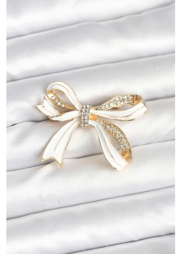 Erb Beyaz Renk Fiyonk Model Broş