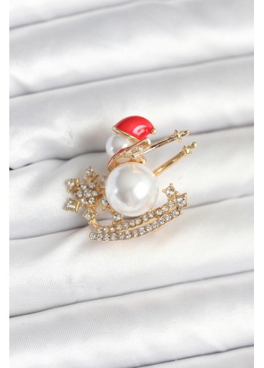 Erb Kızaklı Kardan Adam Model Yılbaşı Temalı Broş