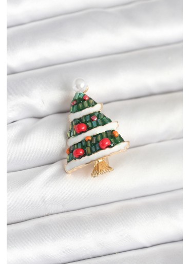 Erb Süslü Çam Ağacı Model Yılbaşı Temalı Broş