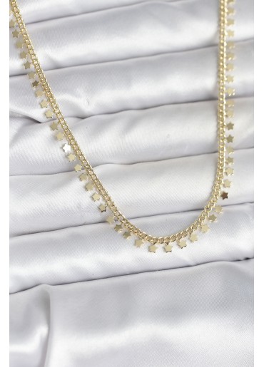 Erb Pirinç Gold Renk Sıralı Yıldız Kadın Kolye