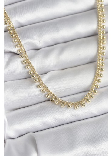 Erb Pirinç Gold Renk Sıralı Topçuk Model Kadın Kolye