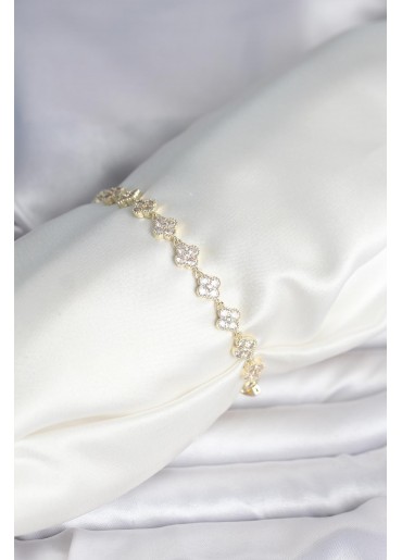 Erb Zirkon Taşlı Pirinç Yonca Model Bileklik