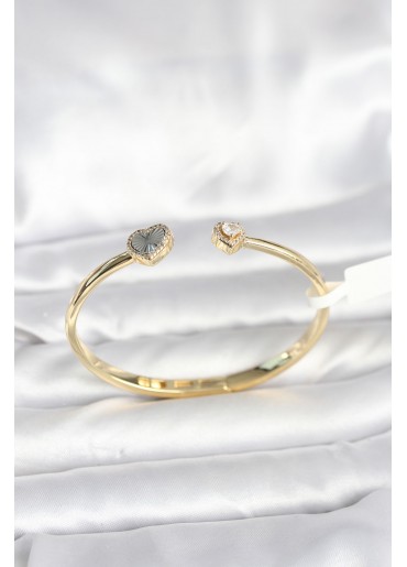 Erb Pirinç Gold Renk Kalpli Model Kadın Kelepçe Bileklik