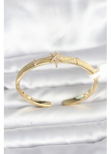 Erb Pirinç Gold Renk Kutup Yıldızı Model Kadın Kelepçe Bileklik