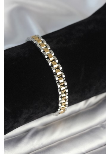 Erb 316L Çelik Gold Ve Gümüş Renk 7 Mm Kalınlık Erkek Bileklik