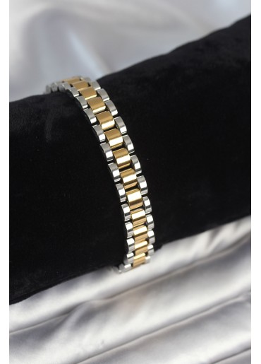 Erb 316L Çelik Gold Ve Gümüş Renk 9 Mm Kalınlık Erkek Bileklik