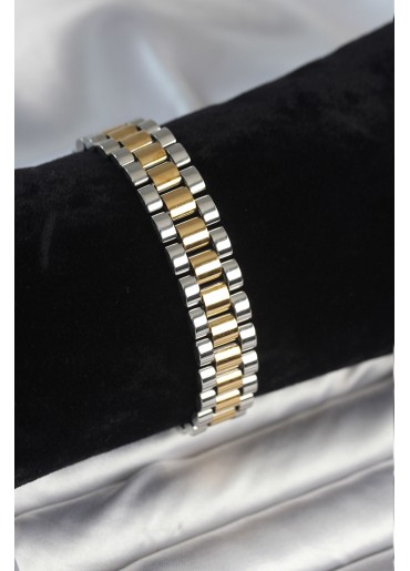 Erb 316L Çelik Gold Ve Gümüş Renk 12 Mm Kalınlık Erkek Bileklik