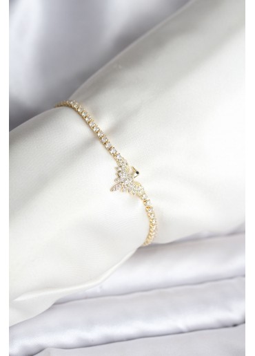 Erb Anka Kuşu Model Zirkon Taşlı Gold Renk Pirinç Su Yolu Kadın Bileklik