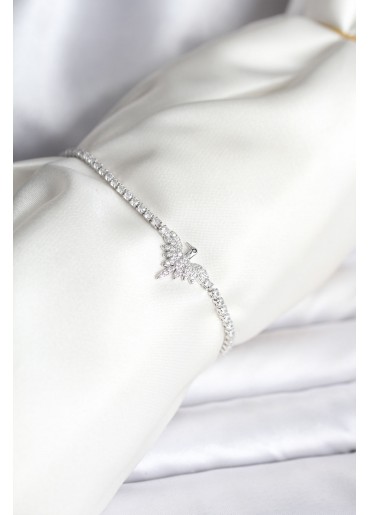 Erb Anka Kuşu Model Zirkon Taşlı Gümüş Renk Pirinç Su Yolu Kadın Bileklik