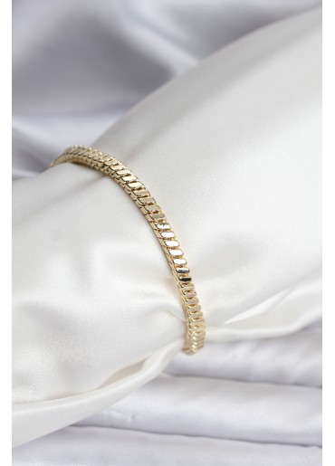 Erb 14K Gold Renk Kaplama Kare Zincir Model CM Kadın Bileklik