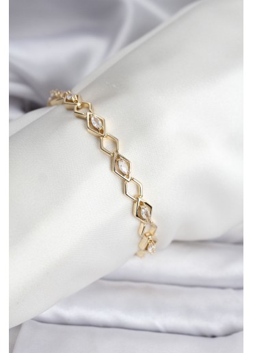 Erb 14K Gold Renk Kaplama Baklava Dilim Model Kadın Bileklik