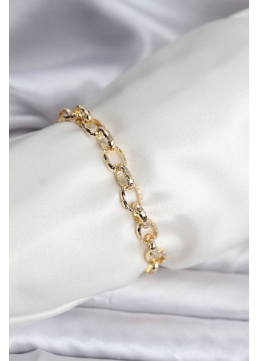 Erb 14K Gold Renk Kaplama Lazerli Zincir Model CM Kadın Bileklik