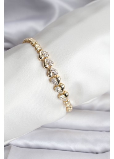 Erb 14K Gold Renk Kaplama Kalp Model CM Kadın Bileklik