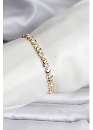 Erb 14K Gold Renk Kaplama Zirkon Taşlı CM Kadın Bileklik