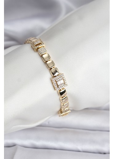 Erb 14K Gold Renk Kaplama Zirkon Taşlı CM Kadın Bileklik