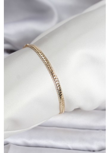 Erb 14K Gold Renk Kaplama Lazer Ezme Zincir Model CM Kadın Bileklik