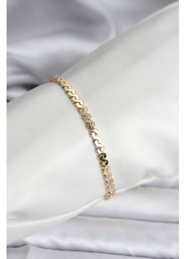 Erb 14K Gold Renk Kaplama Ezme Yılan Zincir Model CM Kadın Bileklik