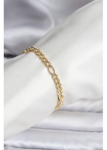 Erb 14K Gold Renk Kaplama Lazerli Zincir Model CM Kadın Bileklik