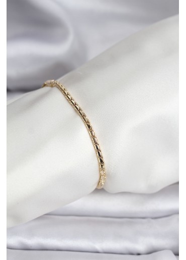 Erb 14K Gold Renk Kaplama Zincirli Model CM Kadın Bileklik