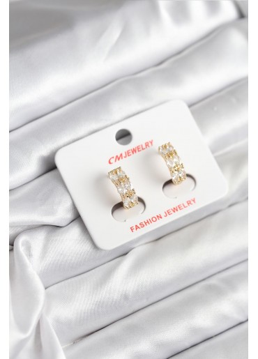 Erb 14K Gold Renk Kaplama Zirkon Taşlı CM Kadın Küpe