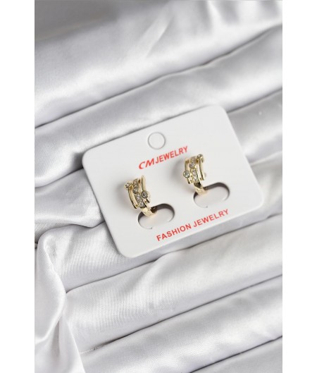 Erb 14K Gold Renk Kaplama Yarım Halka Zirkon Taşlı CM Kadın Küpe