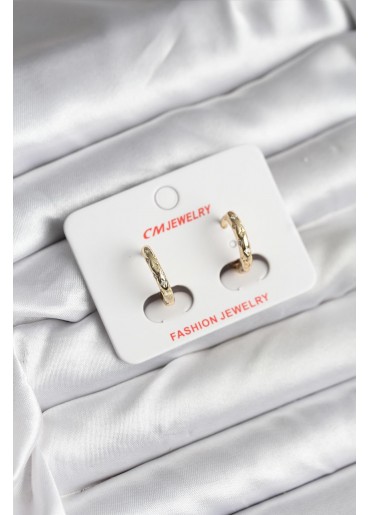 Erb 14K Gold Renk Kaplama Zirkon Taşlı Halka Model CM Kadın Küpe