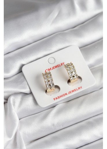 Erb 14K Gold Renk Kaplama Zirkon Taşlı CM Kadın Küpe